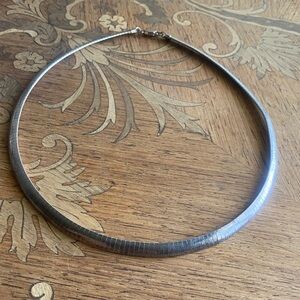 Sterling Silver omega Herringbone choker well Necklace
